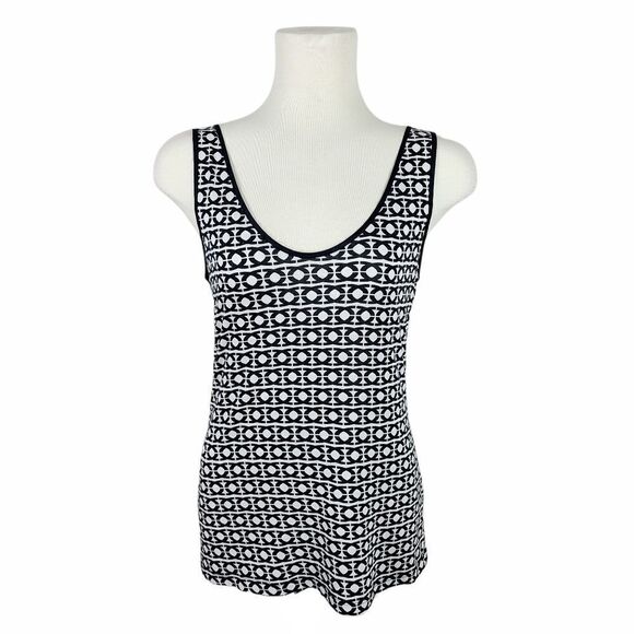 Banana Republic Black & White Geometric Print Tank Top Small - Picture 1 of 16